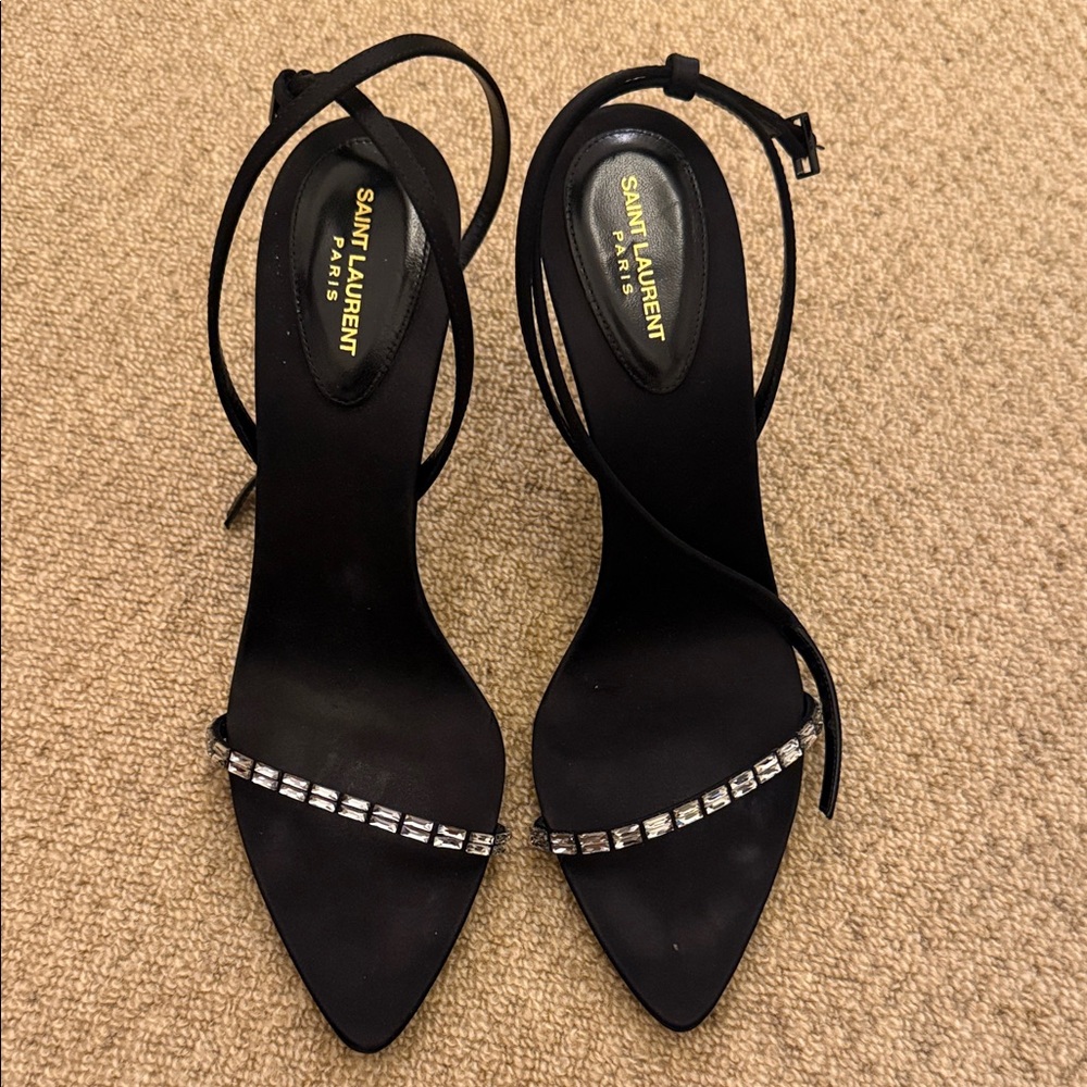 Saint Laurent Black Heels with Silver Detailing